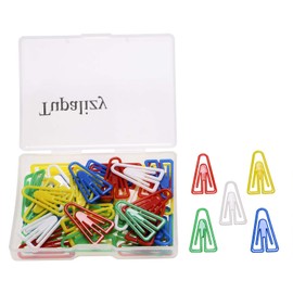 Tupalizy Small Creative Plastic Triangle Paper Clips Holder Cute Decorative Album Memo Clips Bookmarks Marking Document Organizing Office Stationery, Assorted Colored, 50PCS