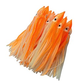 Cheerouters Hoochie Octopus Skirts Trolling Lures Fishing Tackle Soft Plastic Lures Luminous Squid Skirts Saltwater/Bait Lures1.9 '' - 8 ''（22PK） (1.9in/22Pack, Orange/Luminous)