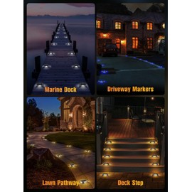ZSYIQIXI Solar Driveway Lights 12 Pack, 9 Colors in 1 Solar Dock Lights Outdoor Waterproof IP68 for Driveway Markers Marine Dock Warning Step Pathway Sidewalk