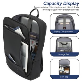 AUGUR Slim Backpack for Men 17 inch Laptop Backpack Computer Notebooks Lightweight Water Resistant Backpacks For Travel/Business/Work