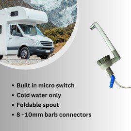 Cold Water Tap Single Foldable 12V Micro Switched Chrome Faucet For Caravan, Motorhome, Campervan or Boat