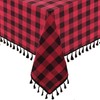 Alsoo Christmas Checkered Tablecloth Rectangle Cotton Linen Fabric Gingham Table