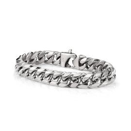 LaSua Mens Bracelet Stainless Steel Silver Cuban Link Bracelet for Men Miami Cuban Chain Bracelets for Men 8.8 Inch Mens Jewelry