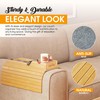 Bamboo Couch Cup Holder Tray with 2 Cork Coasters, Caddy,