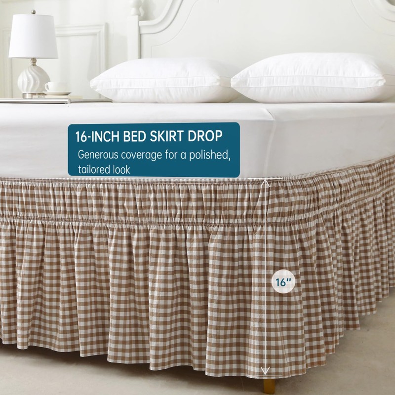 Jilboo Wrap Around Bed Skirt 16" Drop, Queen Size, Warm