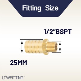 Generic Brass Barbed Fitting Coupler / Connector 1/2" Male BSPT x 1"(25mm)Hose Barb Fuel Gas Water (Pack of 5)