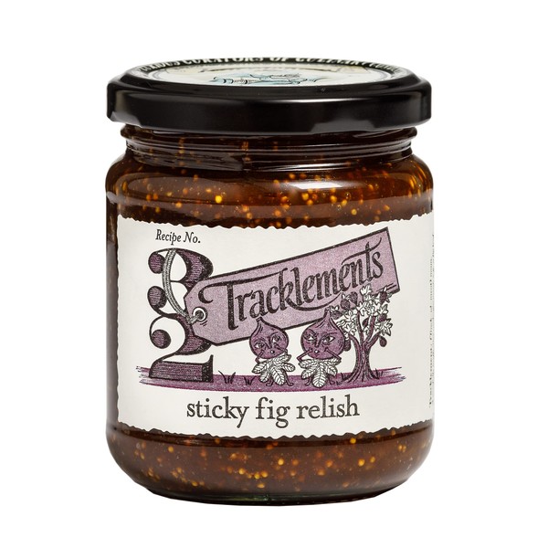 Tracklements Sticky Fig Relish, An Ideal Condiment for Soft Cheeses and a Cheese Board or Partnered with Mince Pies and Veggie Tarts, Vegetarian and Vegan Friendly, Gluten Free, 250g Jar