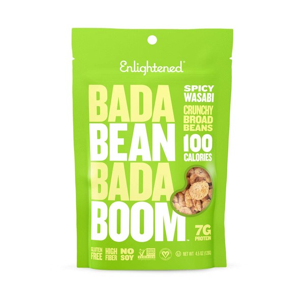 Bada Bean Bada Boom Plant-based Protein, Gluten Free, Vegan, Non-GMO, Soy Free, Kosher, Roasted Broad Fava Bean Snacks, Wasabi, 4.5 Ounce (12 Count)