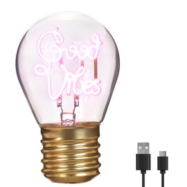 Good-Daies Letter Shaped LED Light Bulb, A68 Decorative Good-Daies Letter Shaped LED Edison Light Bulb, USB Rechargeable Vintage Decorative Bulb, Fancy and Design Good-Daies Bulb for Indoor Outdoor