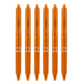 Pilot FriXion Ball Clicker Retractable Erasable Gel Pen, Fine Point, 0.7mm, Orange Ink, 6 Count