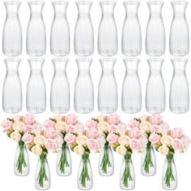 Mumufy 24 Pcs Plastic Bud Vases Bulk Small Clear Vases for Flowers Height Shatterproof Plastic Crystal Bud Vase for Centerpieces Wedding Home Table Decorations Formal Dinners(2.64 x 6.69 Inch)