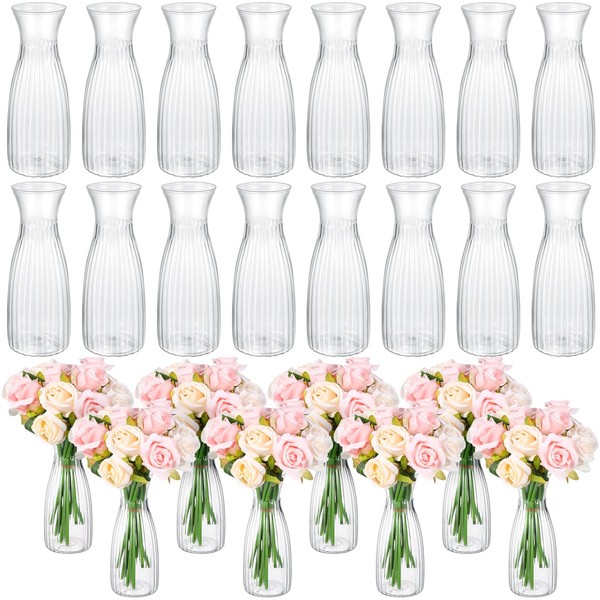 Mumufy 24 Pcs Plastic Bud Vases Bulk Small Clear Vases
