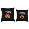 Oh My Gourd Cute Pumpkin Face with Bow Throw Pillow