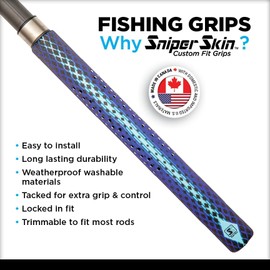 SNIPER SKIN Fishing Rod Grip | Fishing Gear Handle | Fishing Accessories | Renew Your Rod | Custom Fishing Rod | Replacement Grip | Multi Blue/Black Double Diamond
