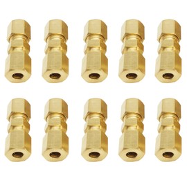 Brake Line Connectors, 4.75 mm 3/16 Inch Brake Line Connectors, Brake Line Connectors Without Flaring Connector for Brake Line, Brass, Pack of 10