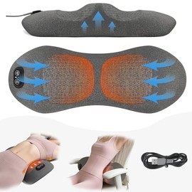 3-in-1 Electric Lumbar Support Pillow for Bed and Chair, Triple Fusion Back Massager with Heat, Vibration and Gentle Traction, Deep-Tissue Lower Back (Dark Gray)