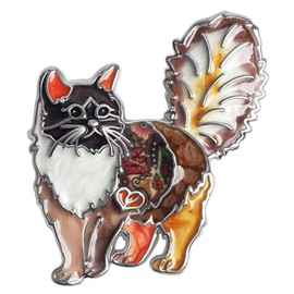 DOWAY Cute Enamel Cat Brooch Pins Floral Cat Gifts for Women Girls Fashion Cat Jewellery Charms, enamel, Rhinestone