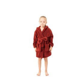 BC BARE COTTON Girls Microfiber Fleece Hooded Robe - Cranberry - XLarge