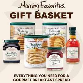 Stonewall Kitchen, Morning Favorites 7-Piece Gift Set with Reusable Basket