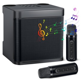 SOPPY Karaoke Machine for Adults & Kids, Portable Bluetooth Speaker with 2 Wireless Microphones, Karaoke Machine Speaker with Voice Changing Effects,Party Lights for Family Home Party (Black)