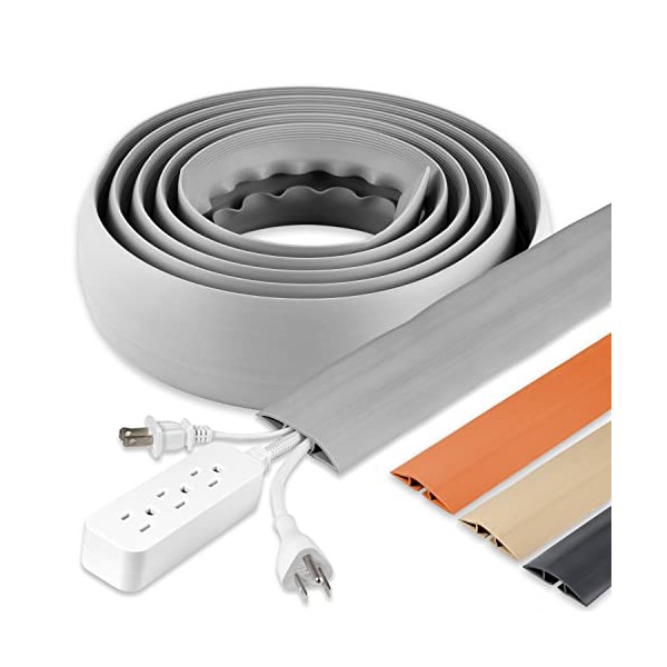 Cordinate Floor Cord Cover, 10 Ft, Rubber Protector, Low Profile,