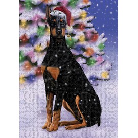 Doggie of The Day Doberman Pinscher Dogs - Winter Wonderland - Jigsaw Puzzle for Adults - Interlocking Puzzle Game Artwork - Gift for Dog Lovers, 200 pcs. DOTD200PZLE5323