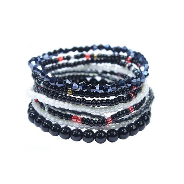 APMGONT Bohemian Beaded Multi-Layer Bracelets - Stackable Stretch Beach Crystal
