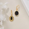 Black Onyx Earrings Sterling Silver Oval Drop Earrings 18K Yellow