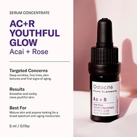Odacité - Suero concentrado antienvejecimiento con Acai + rosa, aceite facial revitalizante, brillo juvenil, mejora el tono de la piel, las arrugas y la firmeza, desafía la edad, aceite de rosa, 0.17