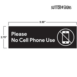 2pcs No Cell Phone Use Sign Stickers | No Phone Zone Sign, Please Silence Your Cell Phone | Signage for Classroom, Appointment Waiting Room, Wedding, Medical Office, Customer Service, Restroom