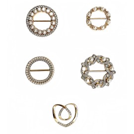 YXmZeLig 5 Pcs Clothes Corner Knotted Button Metal Round Heart Form, Gold Color Ring Clip for Clothes, Silk Scarf, T-Shirt Tie Ring Clips Circle Knotted Buckle (Gold)