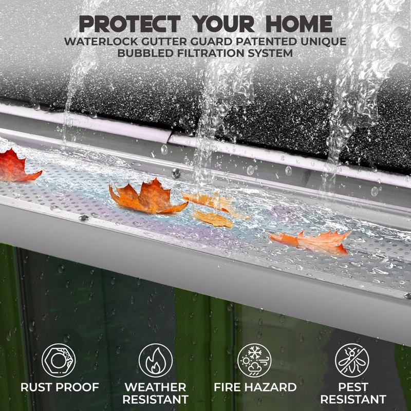 Waterlock 5" Gutter Guards Leaf Protection, Domestic Aluminum Gutter Covers