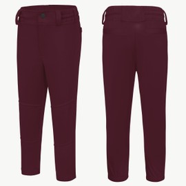 MIVEI 2T-7Years Toddler Baseball Pants - Youth Kids Tee Ball Pants with Belt Loops Little Grils Softball Knicker Pants UPF50+ Maroon