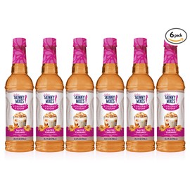 Jordan's Skinny Syrups Sugar Free Coffee Syrup, Salted Caramel Flavor Drink Mix, Zero Calorie Flavoring for Chai Latte, Protein Shake, Food & More, Gluten Free, Keto Friendly, 25.4 Fl Oz, (Pack of 6)
