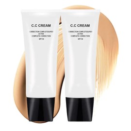 2PCS Skin Tone Adjusting CC Cream SPF 50 Self Adjusting Foundation Sunscreen Primer Moisturizer Brightening Concealer for Mature Skin(Color: Beige)
