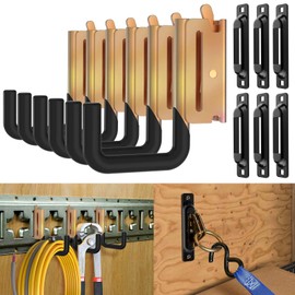 Eegoowa E Track J Hooks Heavy Duty E Track X Track Steel Hanger, Spring Fitting E Track Accessories for Enclosed Trailer (6PCS E Track J Hooks+6PCS J Hooks Slot)