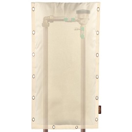 Angooni Upgraded 18" W x 34" H 3-Way Opening Backflow Insulation Cover Aluminum Foil (5℉) - Industrial 600D Winter-Freeze Backflow Covers for Outside, Anti-UV Water Well Pump Cover, Beige