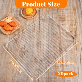 20 Pcs Disposable BBQ Grill Topper for Outdoor Grill, Non-Stick Aluminum Grill Mesh Mat Grilling Liners Cooking Grid Grates Pad for Outdoor Camping, Barbeque, Picnics 12x16 Inch