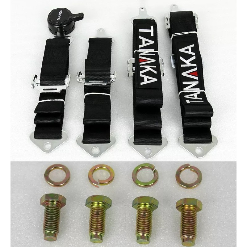 TANAKA BLACK 4 POINT CAMLOCK QUICK RELEASE RACING SEAT BELT