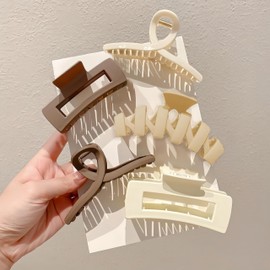 Faucye Combination Large Claw Clips for Women and Girls, Matte Non-slip Claw Clips for Long Thick Curly Hair,Claw Clips Hair Accessories (Claw Clamp 5pcs), Green