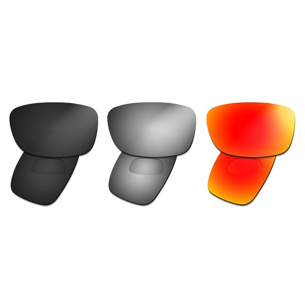 Prizo Polarized Replacement Lenses for Oakley Fives Squared Sunglasses - Multi Options (Black+Titanium+Red)