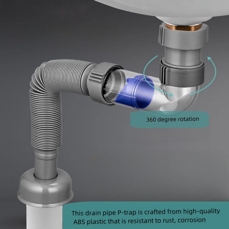 Bathtub Shower Drain Pipe,Low Profile 1 1/2 P Trap,Flexible Tub