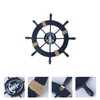 Wood Pirate Helm Wheel Home Nautical Wall Marine Decor(Dark Blue)