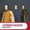 Command X-Large Satin Brass Triple Hook, 1 Hook, 3 Strips,
