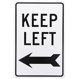 NMC TM28G KEEP LEFT Sign – 12 in. x 18 in. High Intensity Reflective Aluminum Traffic Safety Sign with Black Arrow Graphic, Text on White Base
