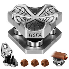 TISFA Cigar Punch with Cigar Holder Combo, Triple Cigar Punch Cutter and Triple Cigar Stand, Mini Portable Cigar Accessories, Metal Cigar Hole Punch Cigar Rest Cigar Kit (Silver)