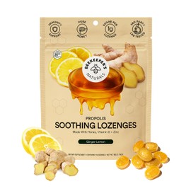 Beekeeper's Naturals Soothing Honey Ginger Lemon Cough Drops - Immune Support with Vitamin D, Zinc and Propolis Throat Soothing Lozenges, 14 Ct | Beekeeper's Naturals