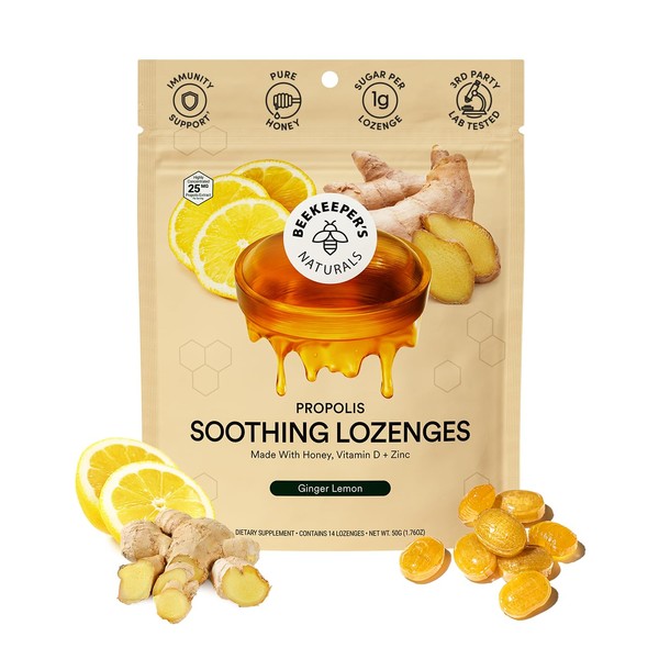 Beekeeper's Naturals Soothing Honey Ginger Lemon Cough Drops - Immune