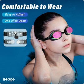 Gafas de natación, 2 unidades, gafas de natación, antivaho, protección UV, para adultos, hombres, mujeres, jóvenes, sin fugas, lente plana, visión clara, 3 tamaños de puente nasal