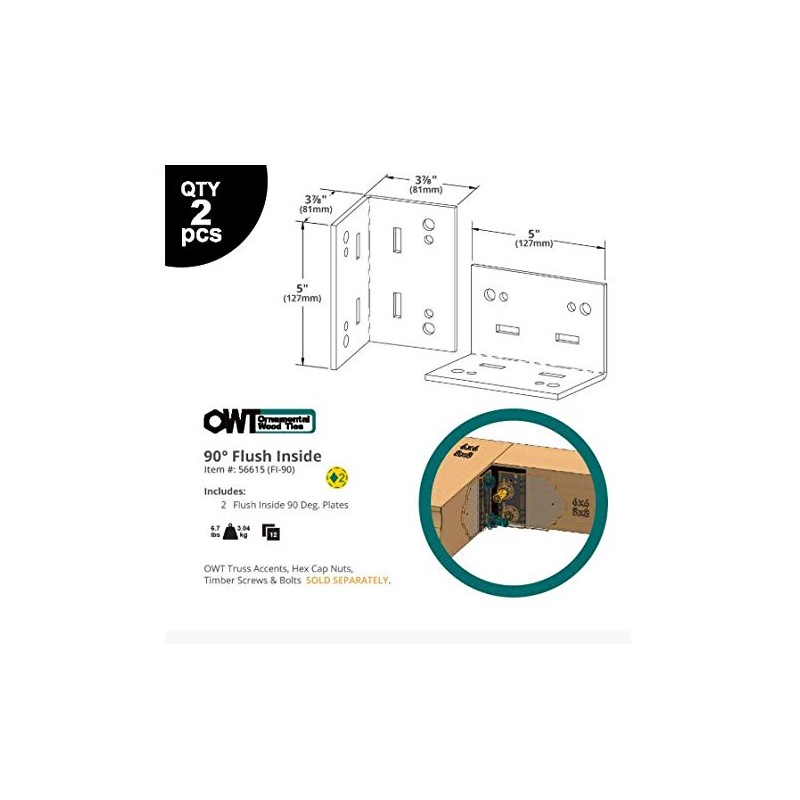 Ozco Building Products 56615 Flush Inside 90-degree Plate Connector (2